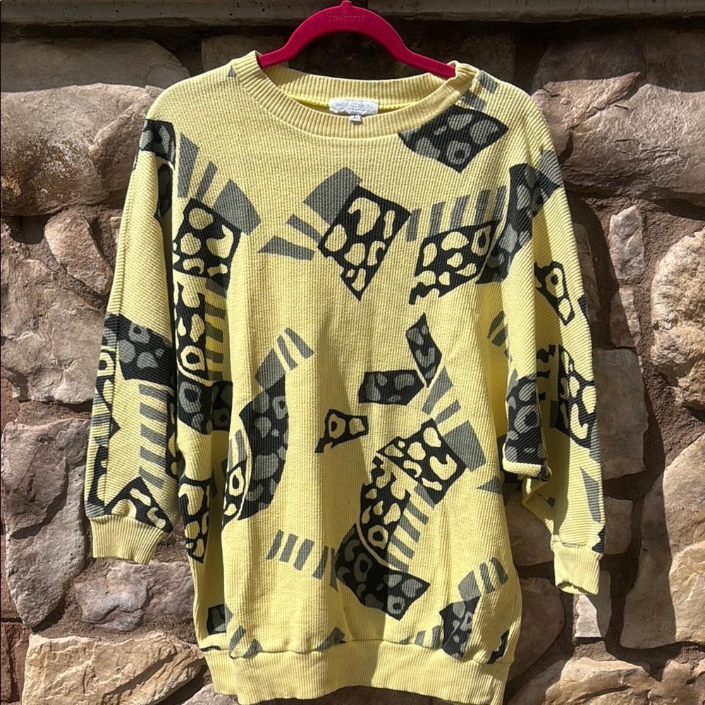 Vintage Marshall Rousso Yellow Sweatshirt Abstract Size Large 80s